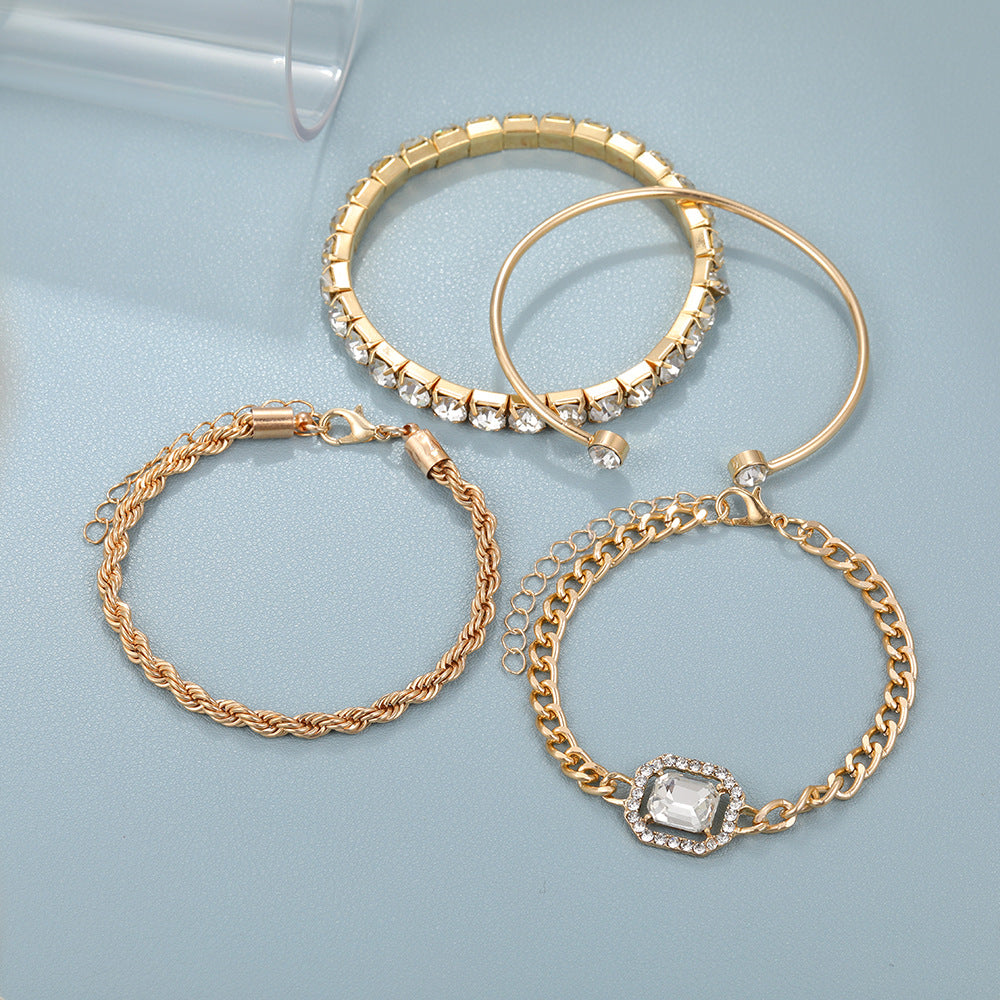 4 Pcs Crystal Bracelet Set