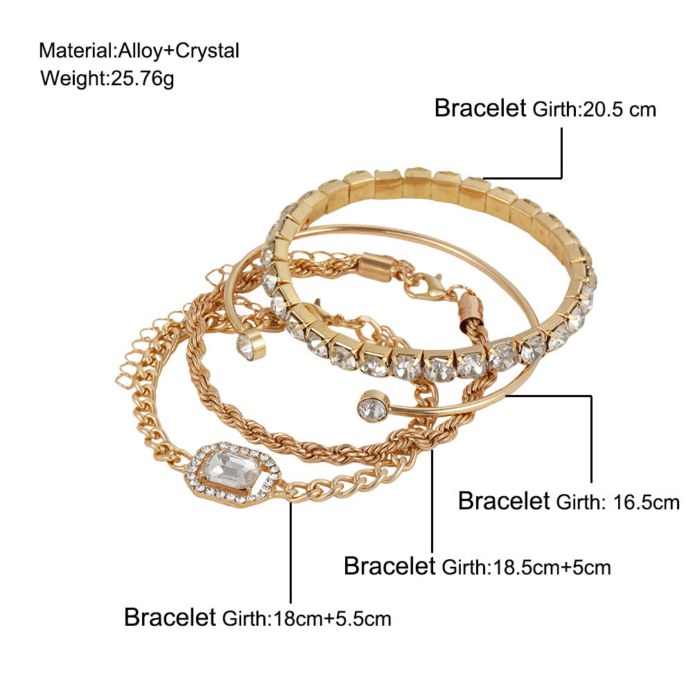 4 Pcs Crystal Bracelet Set