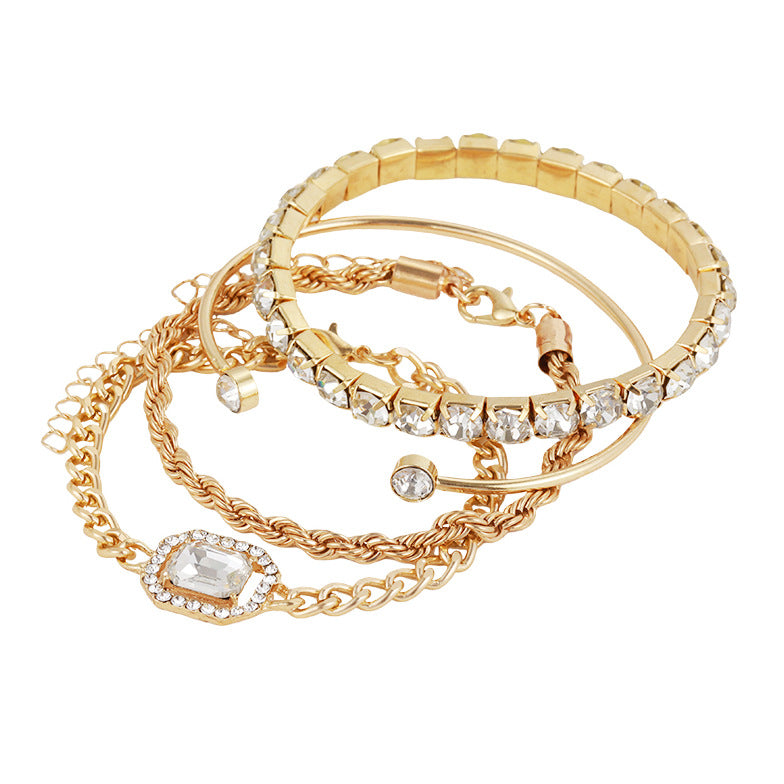 4 Pcs Crystal Bracelet Set